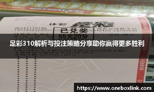 足彩310解析与投注策略分享助你赢得更多胜利